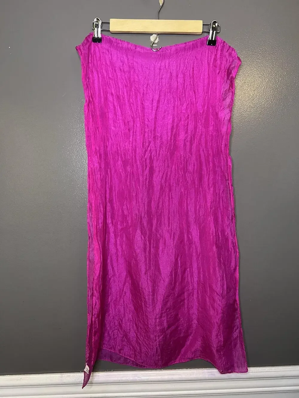 Pink Silk Scarf Womens One Size Sheer Crinkle Chiffon Rectangle Wrap Shawl India